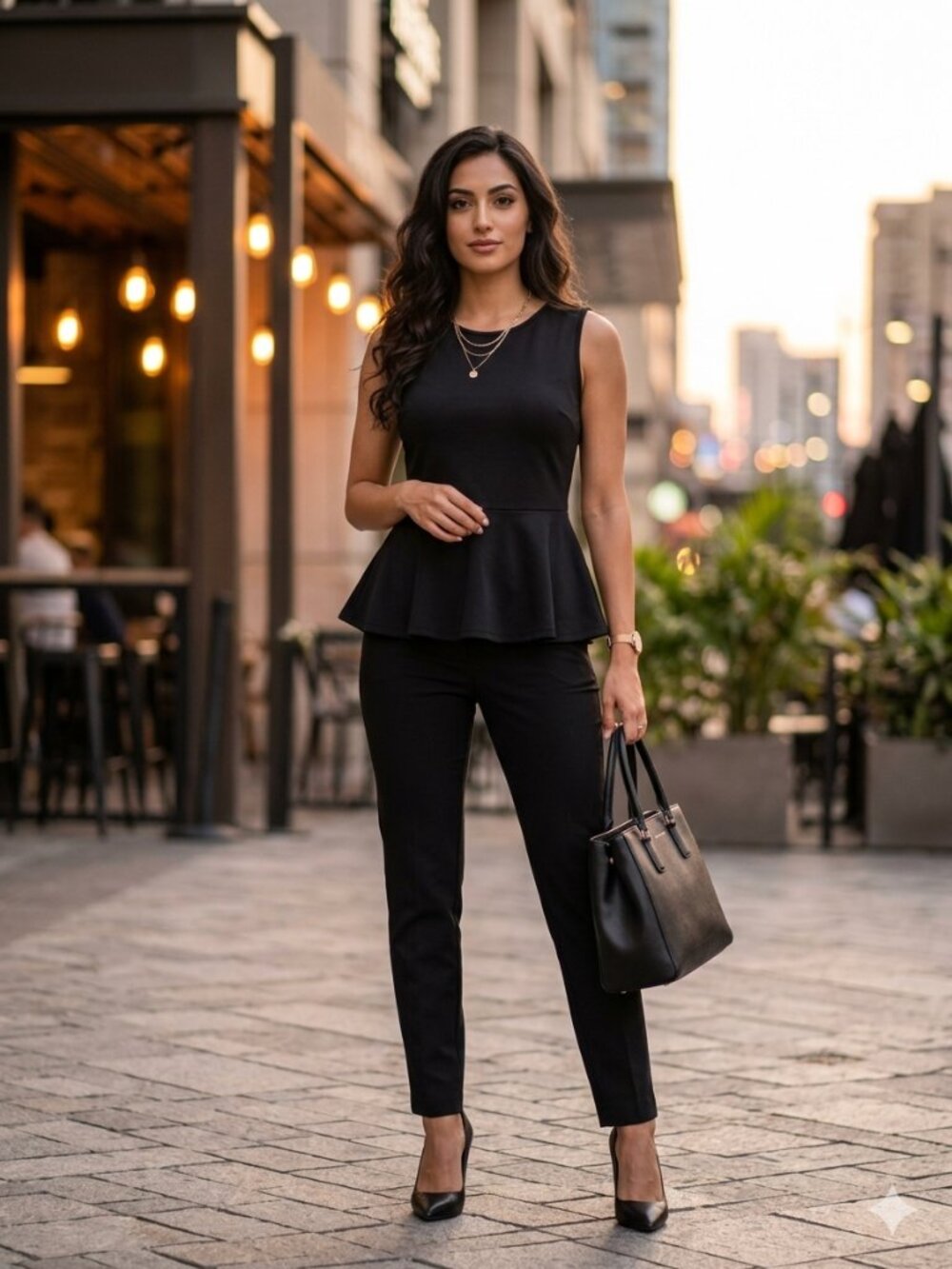 FOREVER 21 Sleeveless Black Peplum Top